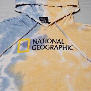 National Geographic Hoodie Mens Large Blue Yellow Tie Dye Bahamas Exuma Cays